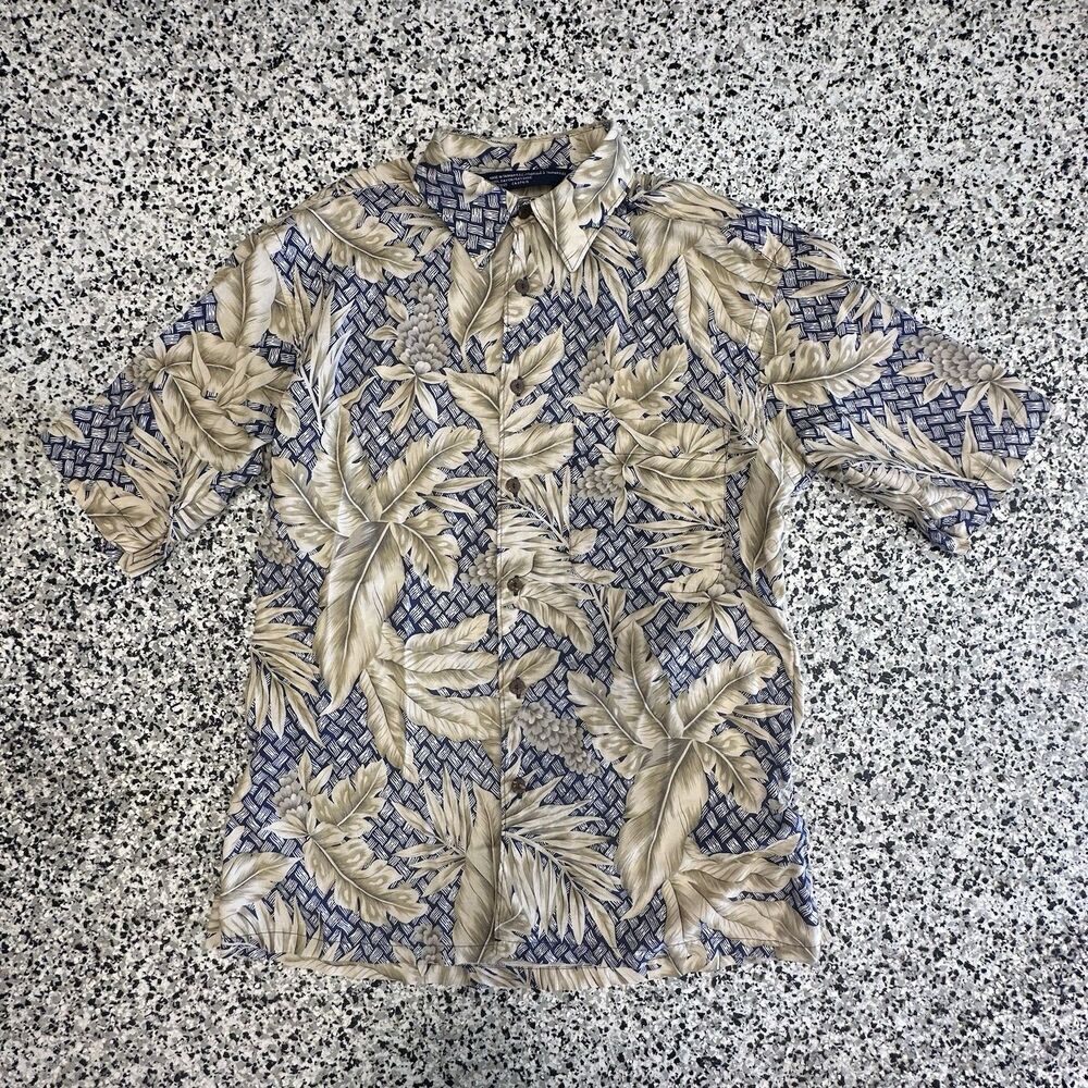 Vintage Nautica Hawaiian Shirt Mens Medium Collared All Over Print 90's Floral